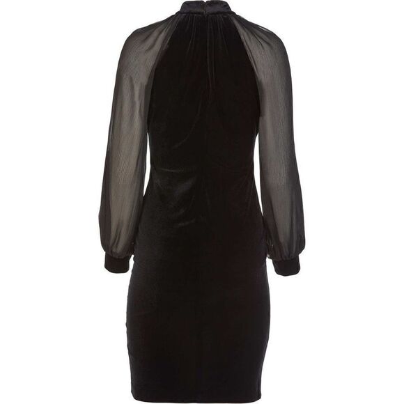 Calvin Klein Sheer Sleeve Mock Neck Velvet Dress New - Picture 5 of 10